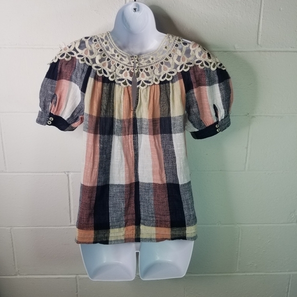 Anthropologie plaid crochet swing top - Picture 6 of 14